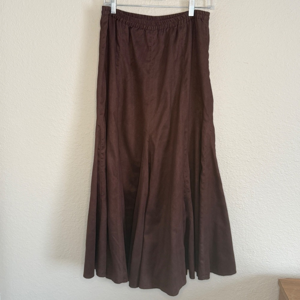 Coldwater Creek Forest Fairy Dark Academia Brown Faux Suede Maxi Skirt Small